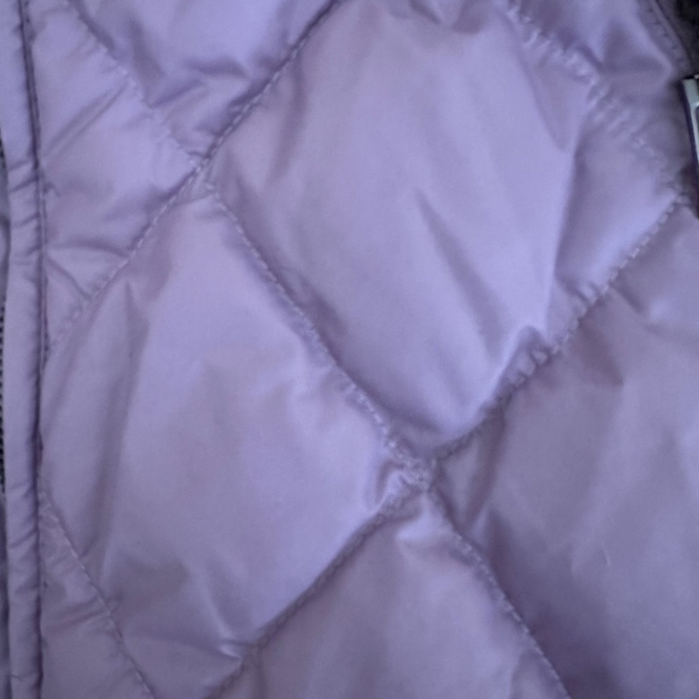 Real Fur Real Down Lavender Puffer Jacket Detachable Hood Pockets L - Picture 10 of 13
